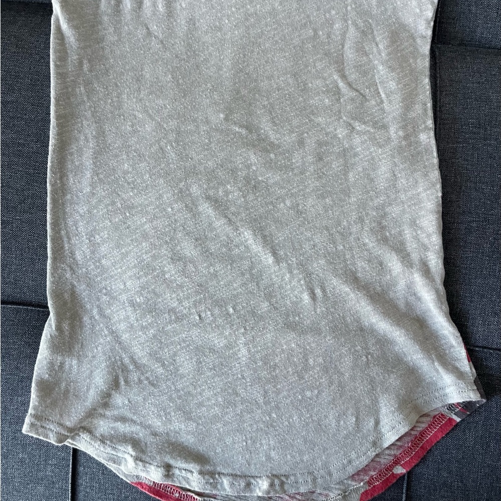 Free People Gray and Red Floral Short Sleeve Top - Picture 10 of 13